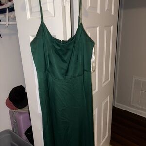 David's Bridal Elegant Green Spaghetti Strap Dress
